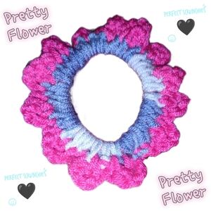 3 *PRETTY FLOWER* Purple and Pink Hair Scrunchie Accessory Set